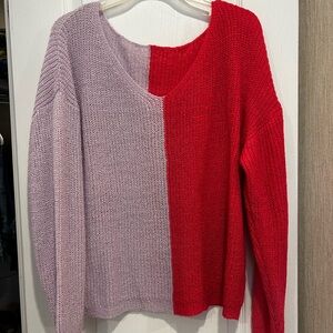 Colorblock Pink and Purple Women's Sweater